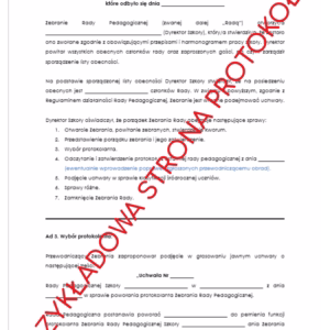 Protokół ze śródrocznego zebrania rady pedagogicznej Z UCHWAŁAMI– gotowy wzór do uzupełnienia (klasyfikacja śródroczna uczniów)